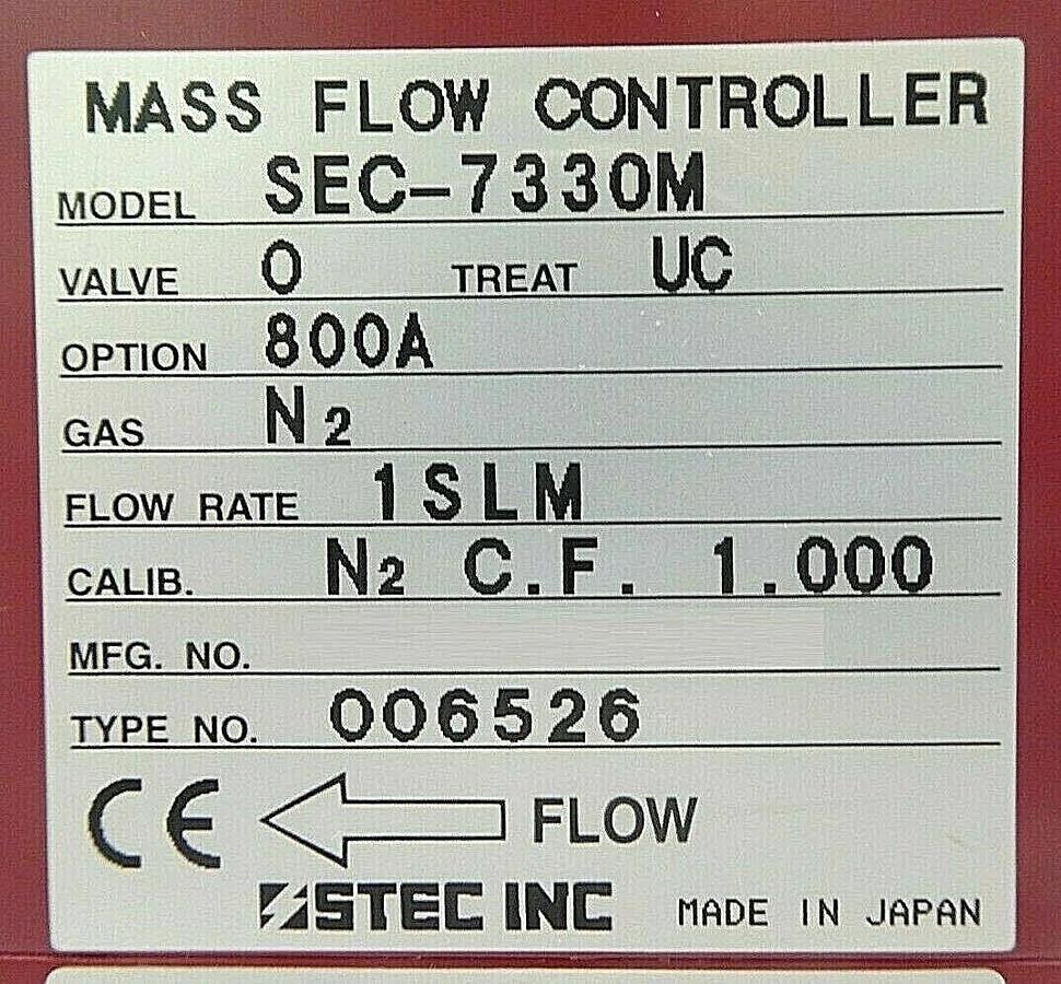Used STEC SEC-7330M Mass Flow Controller MFC SEC-7330 1 SLM N2 Working Surplus