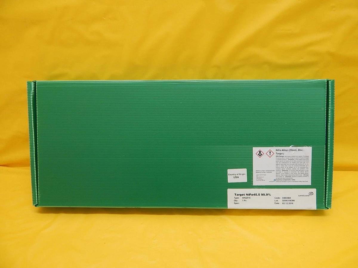 Umicore AKQ515 Planar Magnetron Sputtering Target Kit NiFe45.5 wt% New Surplus