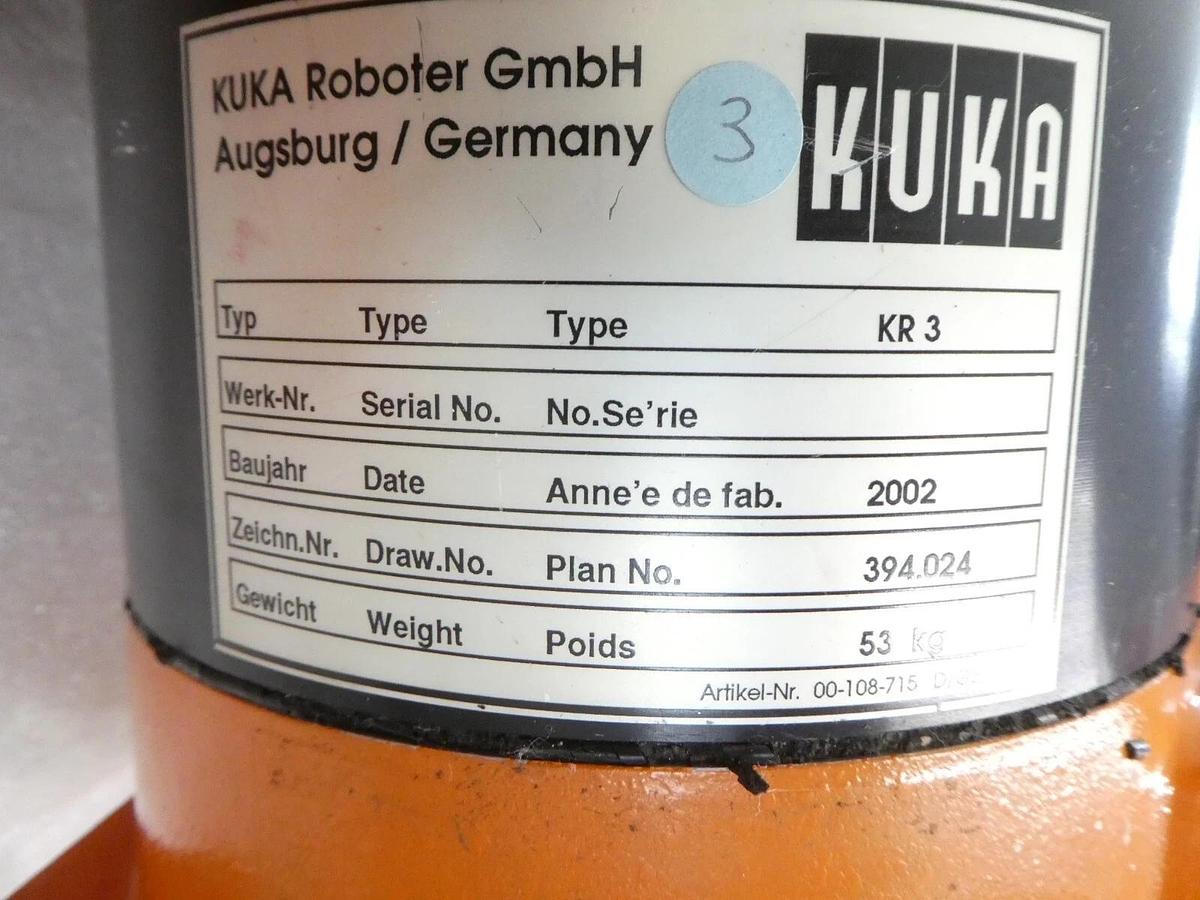 Used Kuka Roboter KR 3 6-Axis Industrial Robot Arm KCP2 Schunk OPS-80-PNP Untested