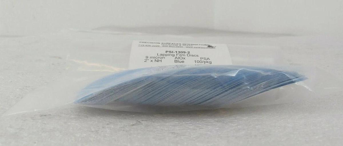 PSI PSI-1309-2 3M Lapping Film Disc AlOx Blue 9 Micron 100 Pack Lot of 38 New