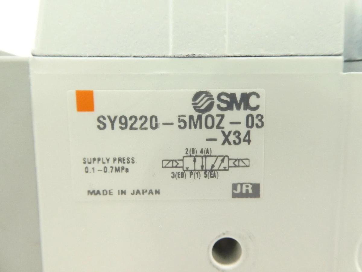 Used SMC SY9220-5MOZ-03-X34 Solenoid Valve SY9000 Lot of 6 Working Surplus