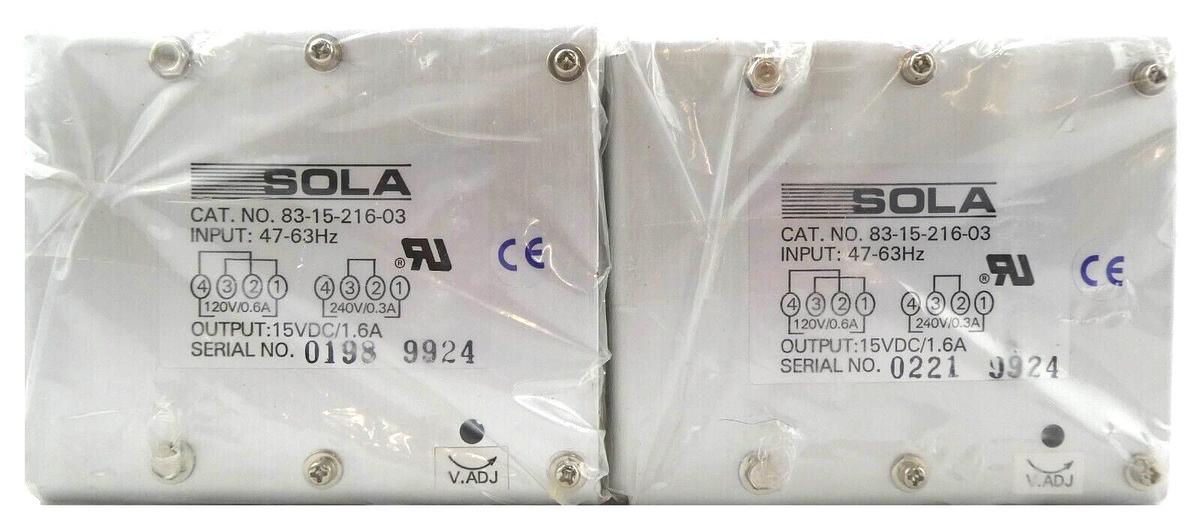Used Sola Linear 4010029 DC Power Supply 15vdc 1.6A Reseller Lot of 2 New Surplus
