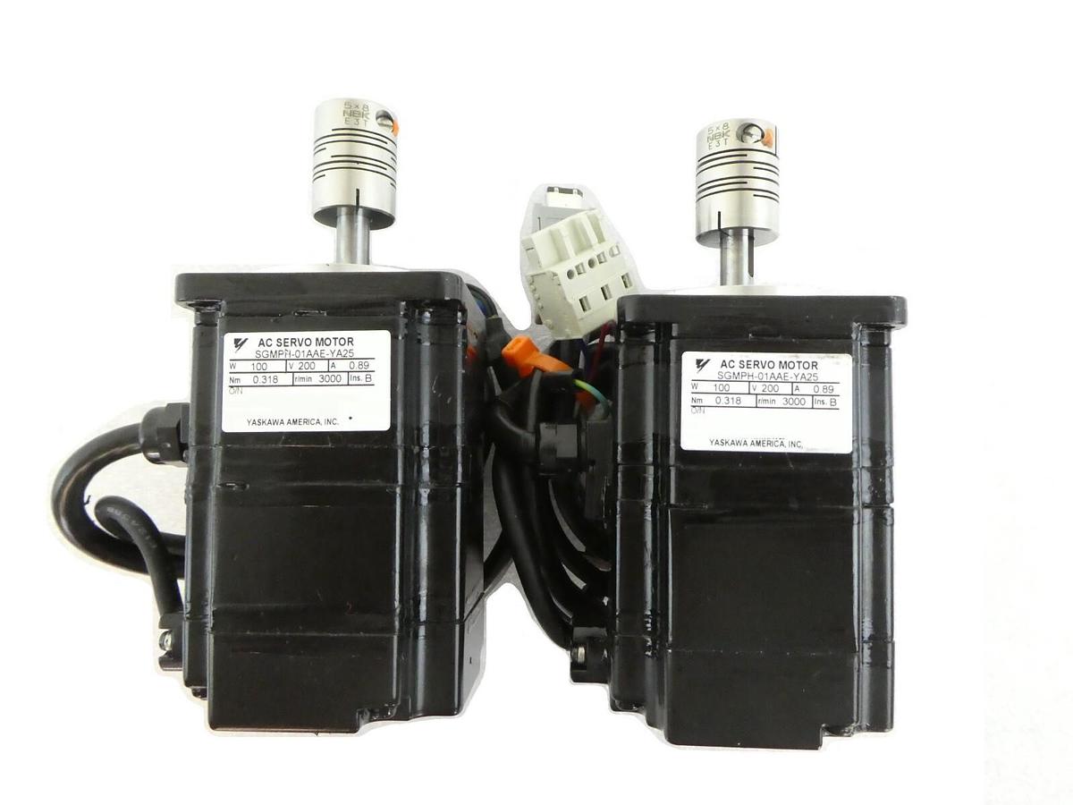 Used Yaskawa Electric SGMPH-01AAE-YA25 AC Servo Motor SIGMA-2 Lot of 2 Working