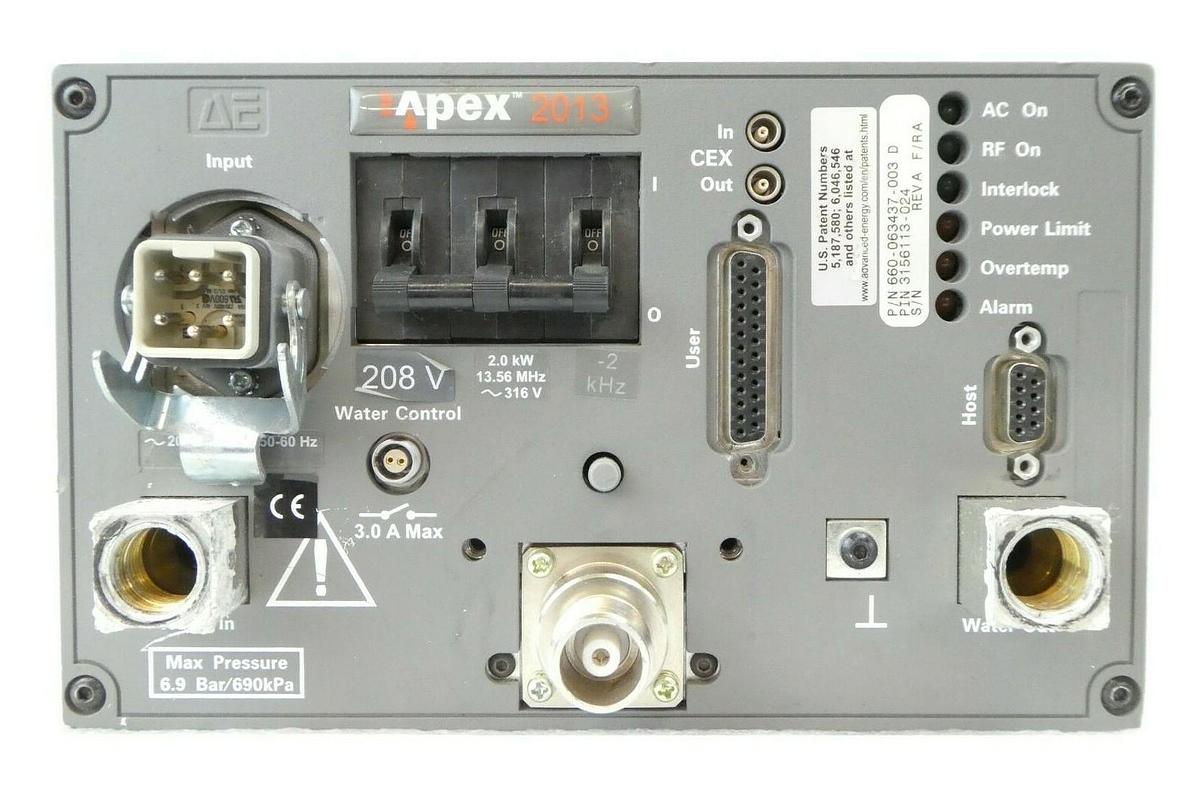 Used Apex 2013 AE Advanced Energy 660-063437-003 RF Generator 3156113-024 Tested