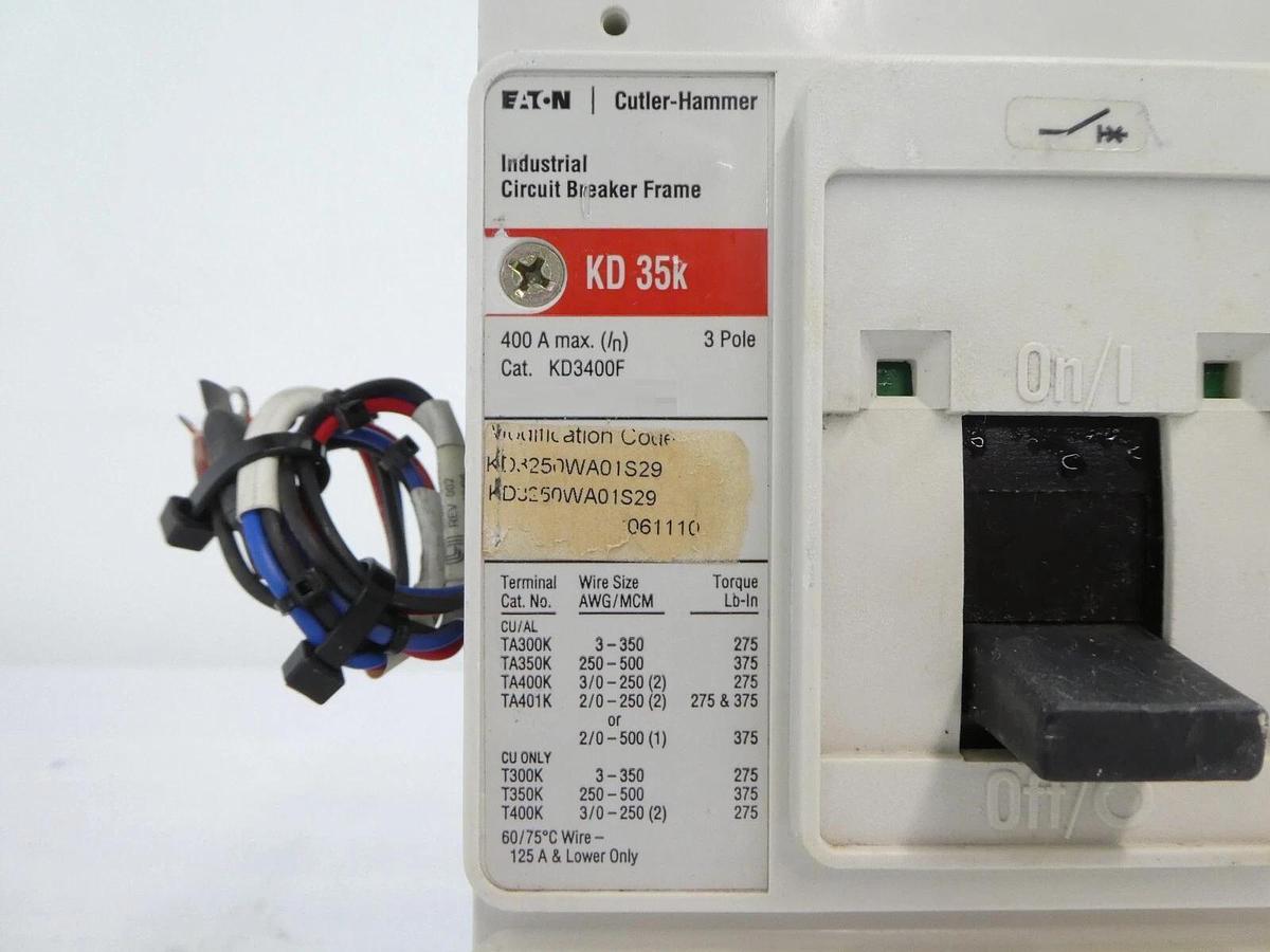 Used Eaton KD3400F 3 Pole Industrial Circuit Breaker KD 35k KT3250T Working Spare