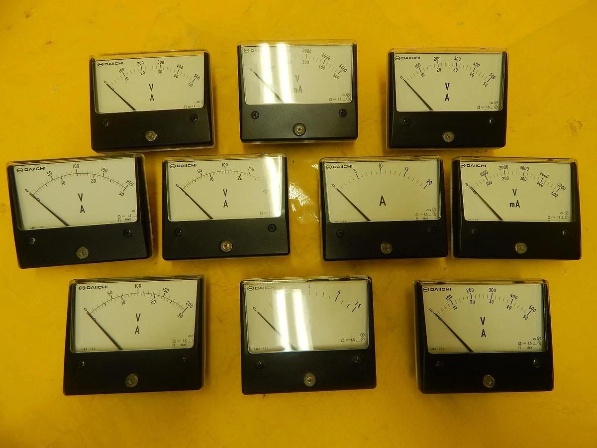Used Daiichi LMK-10C Oblong Meter LK Series DC Voltmeter Ammeter Lot of 10 Used