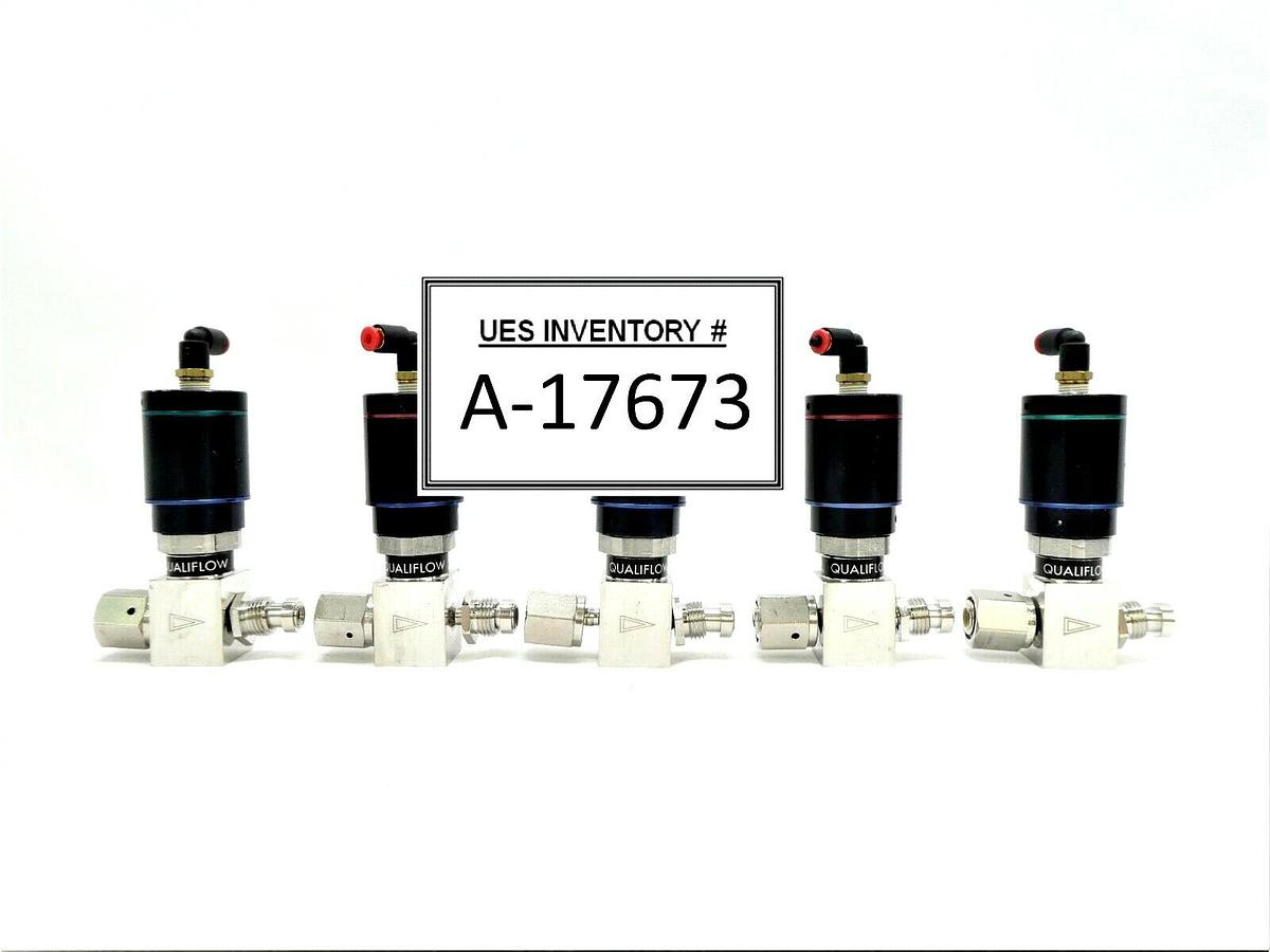 Used Qualiflow 2x10-9atm.cm3/Sec 2-Way Pneumatic Valve Male/Female Lot of 5 Working