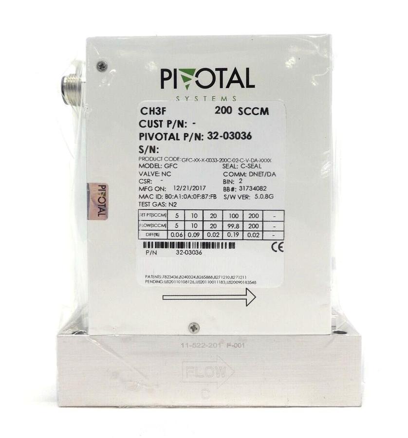 Pivotal Systems 32-03036 Mass Flow Controller MFC 200 SCCM CH3F New Surplus