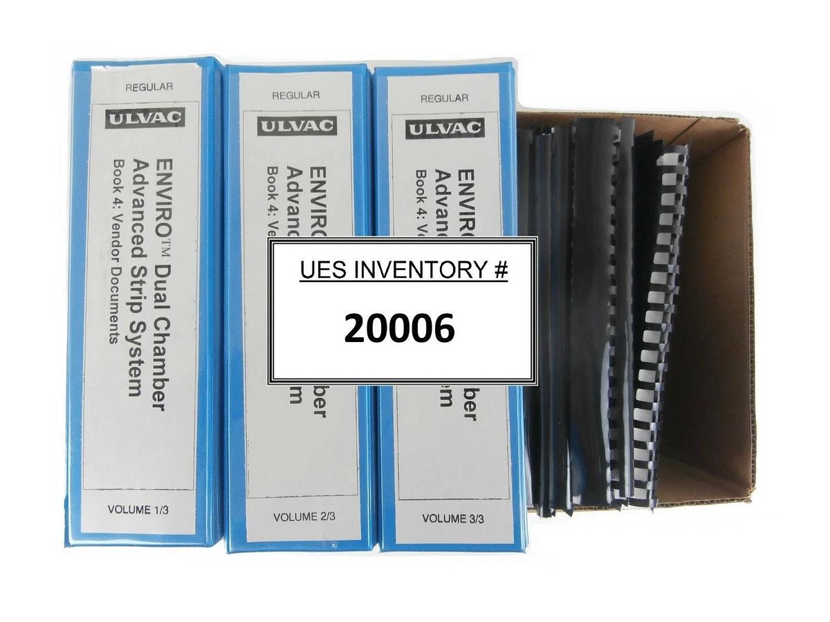Used Ulvac Technologies Enviro II Dual Chamber Advanced RF Strip System Manual Set