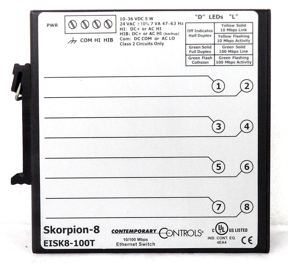 Used Contemporary Controls EISK8-100T 8-Port Switch Skorpion-8 Lot of 4 Working Surpl