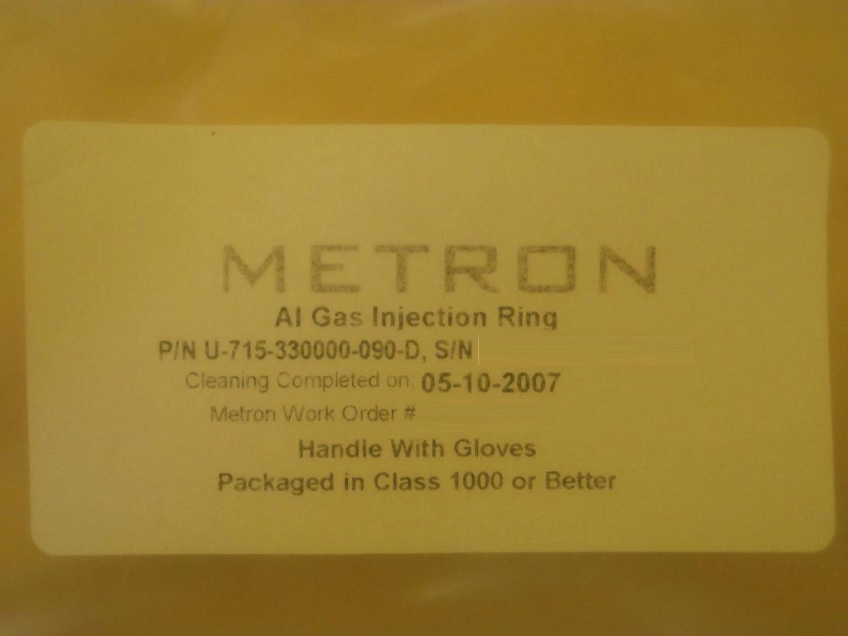 Refurbished Metron U-715-330000-090-D Aluminium Al Gas Injection Ring Refurbished