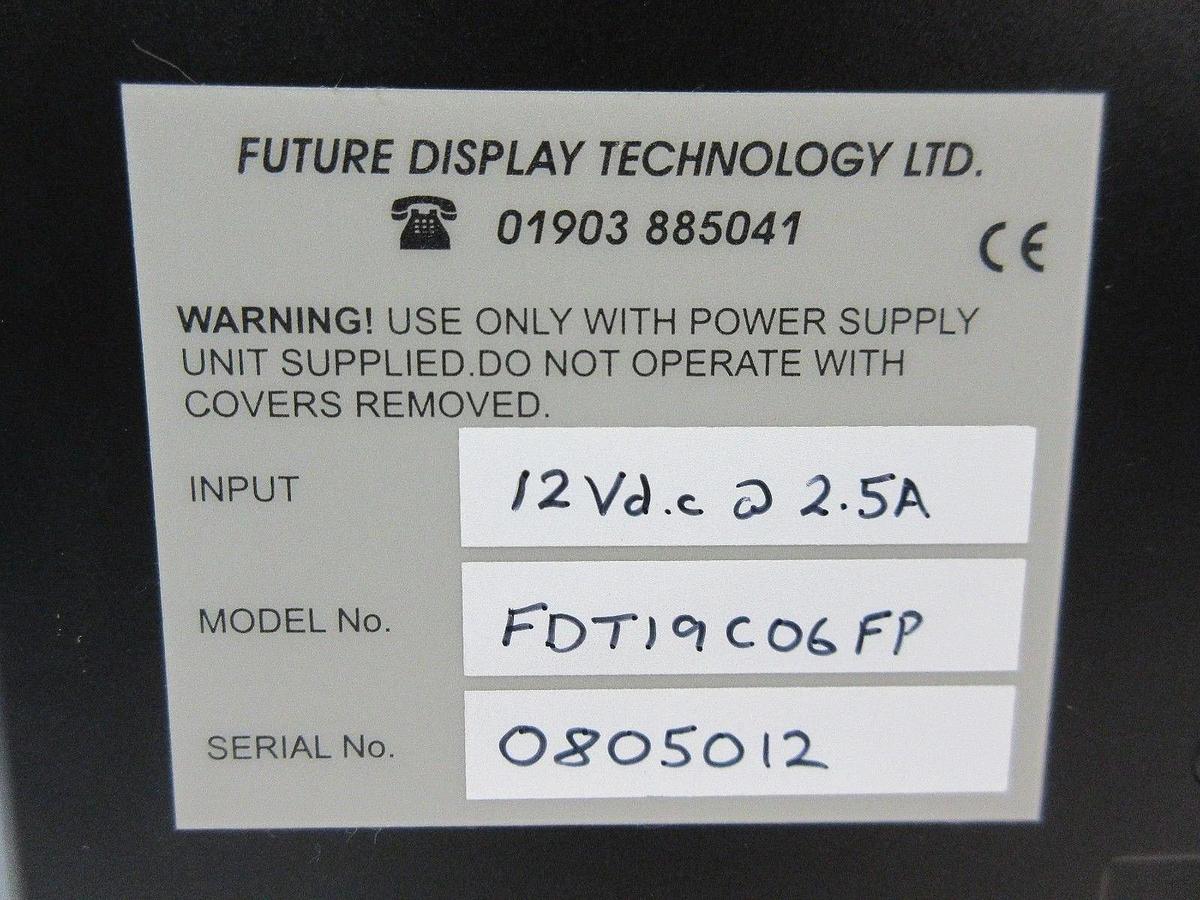 Used Future Display Technology FDT19C06FP 19” Touch Screen No Stylus Used Working