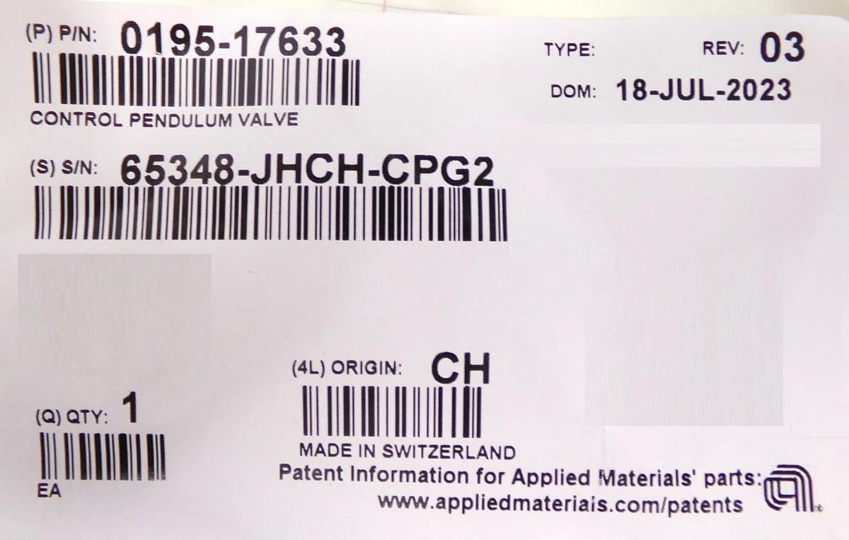 VAT 65348-JHCH-CPG2 HV Pendulum Control Valve Series 65.3 New Surplus
