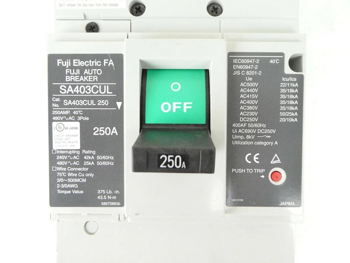 Fuji Electric SA403CUL 250 Auto Breaker TEL Tokyo Electron SD01-051219-01 New