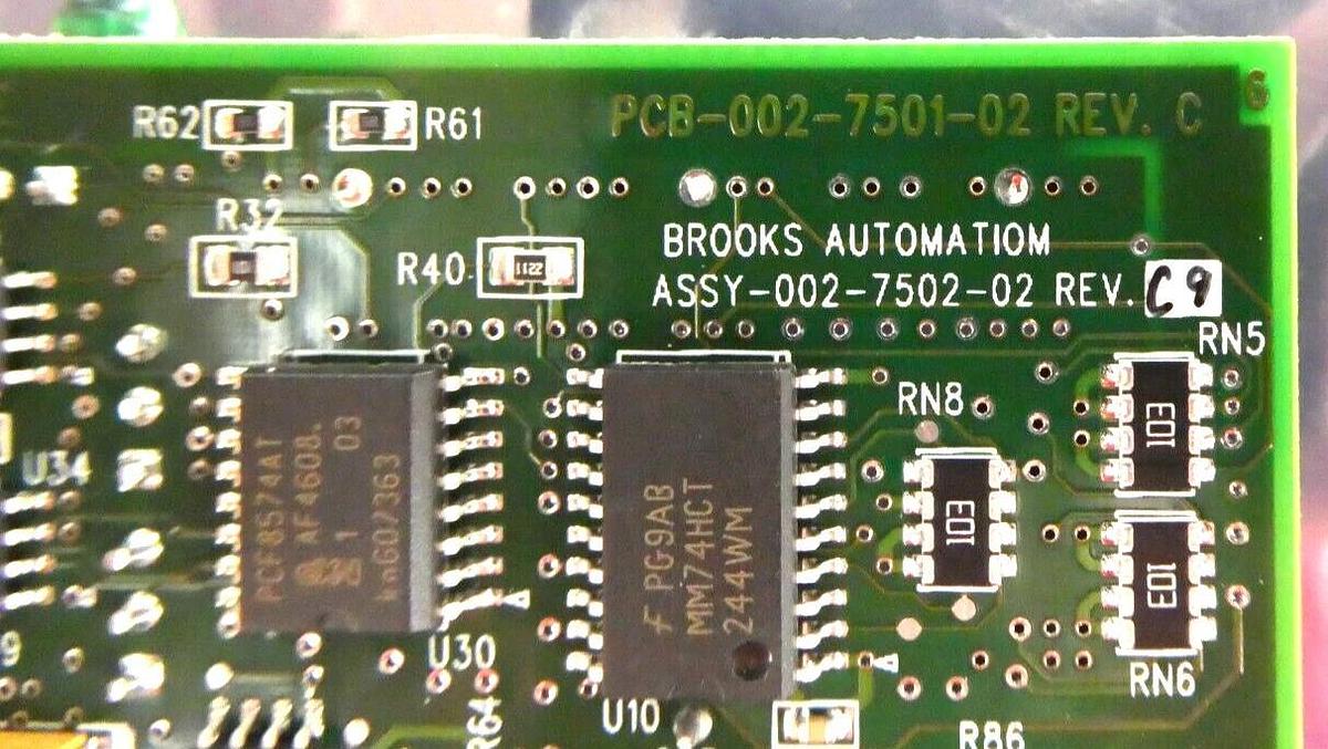 Used Brooks Automation 002-7501-02 Acrylic Rail PCB 002-7502-02 Assembly Working