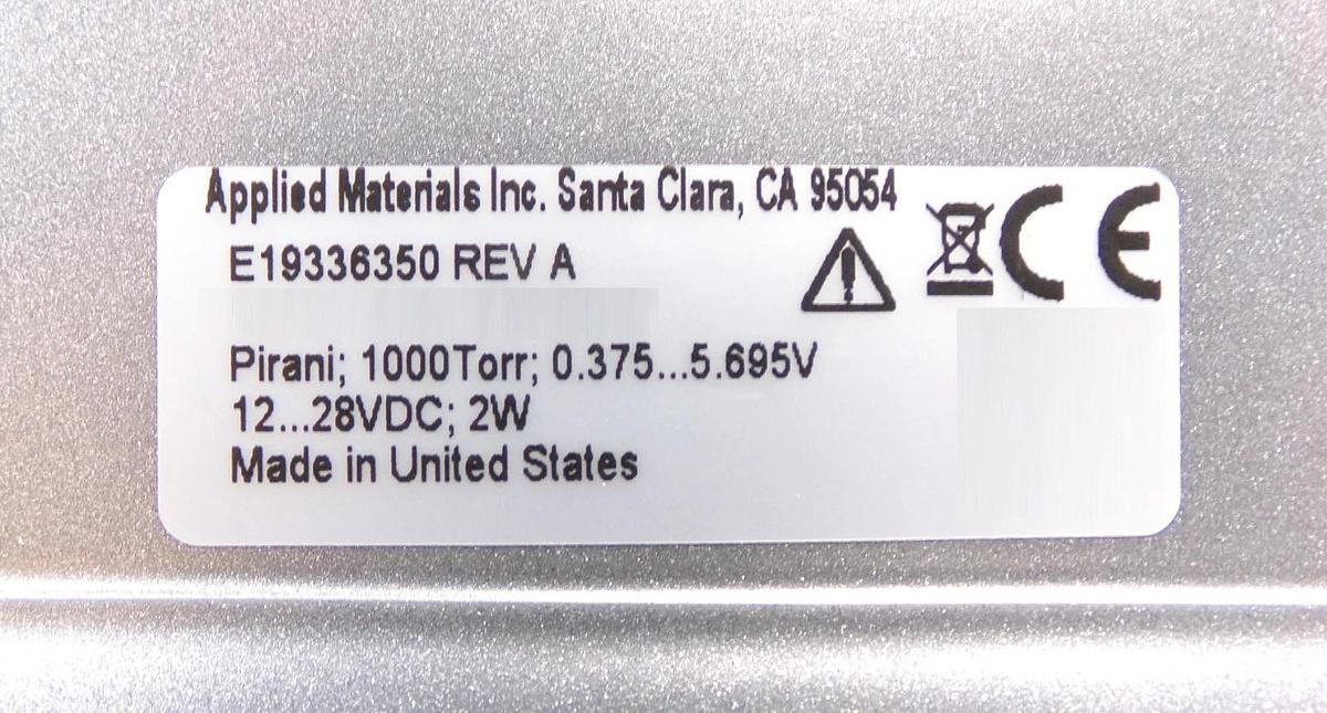 Used AMAT Applied Materials E19336350 Pirani Gauge 1000 Torr Working Surplus