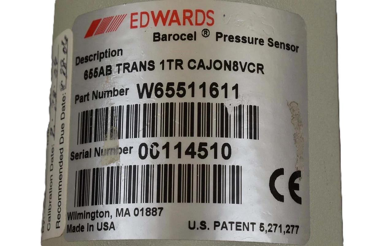 Used Edwards W65531611 Barocel Pressure Sensor 655AB 1 Torr Working Surplus