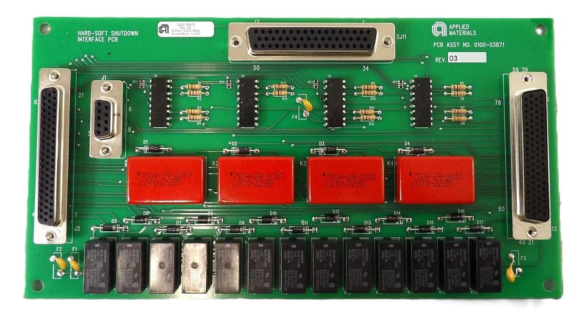 Used AMAT Applied Materials 0100-03871 Hard-Soft Shutdown Interface PCB Working
