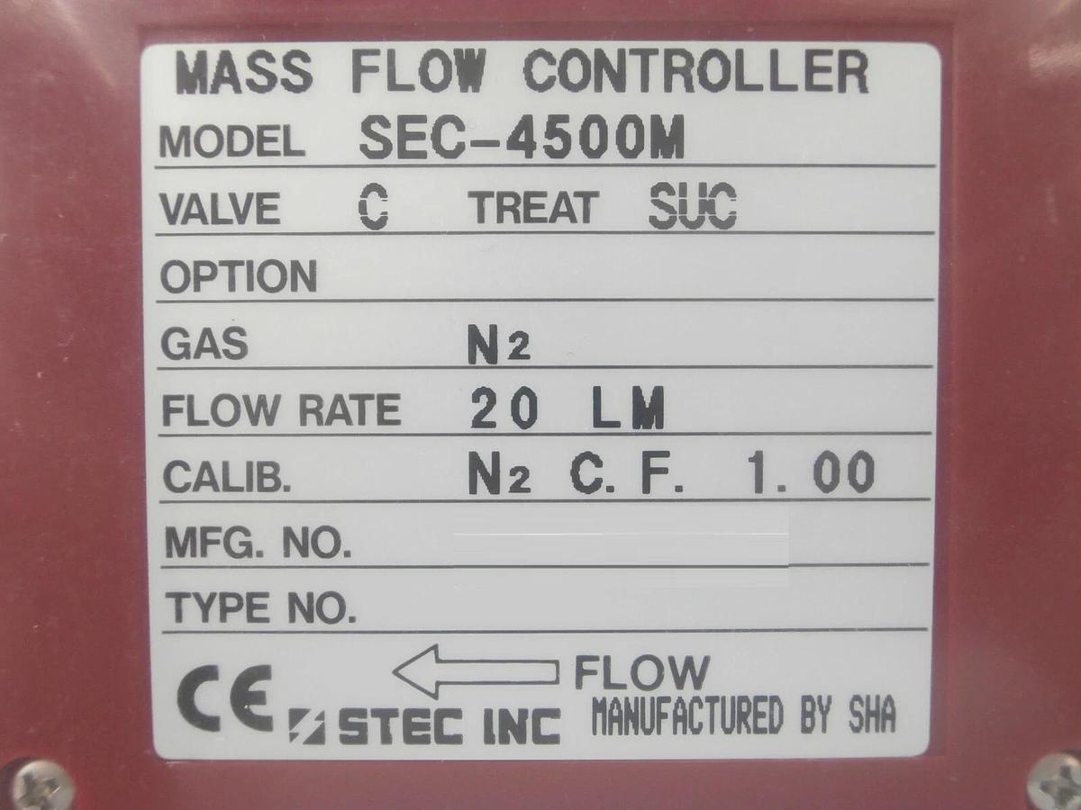 Refurbished STEC SEC-4500M Mass Flow Controller MFC SEC-4500 20 LM N2 OEM Refurbished