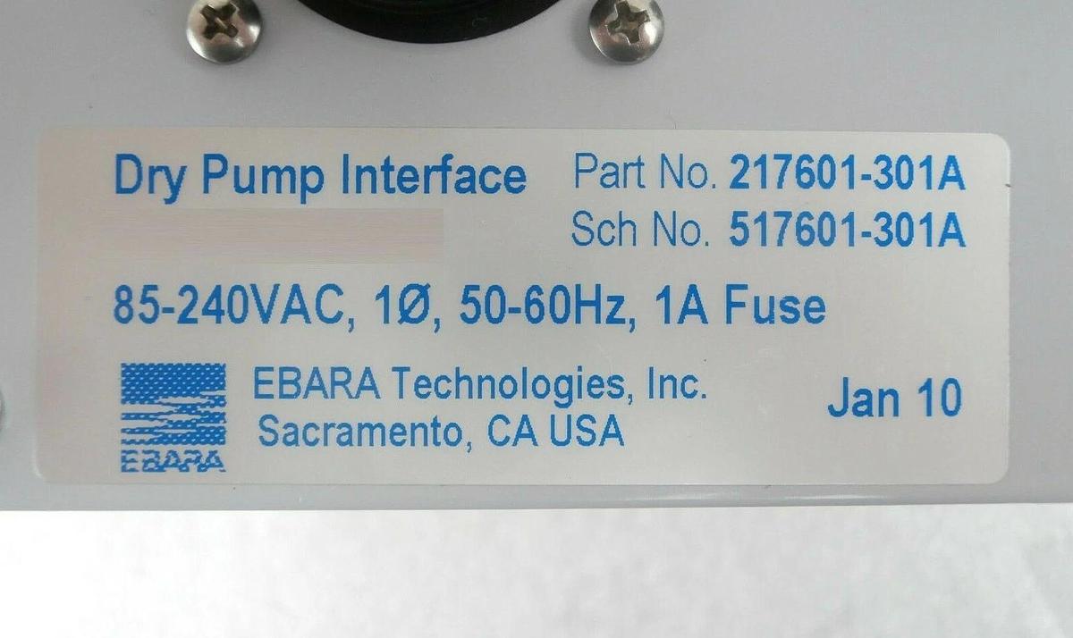 Ebara 217601-301A Vacuum Dry Pump Interface 517601-301A with Cables New Surplus