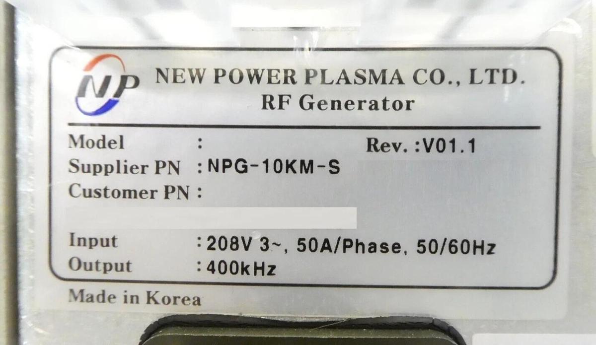 Used NP New Power Plasma NPG-10KM-S RF MF Generator Spare Surplus