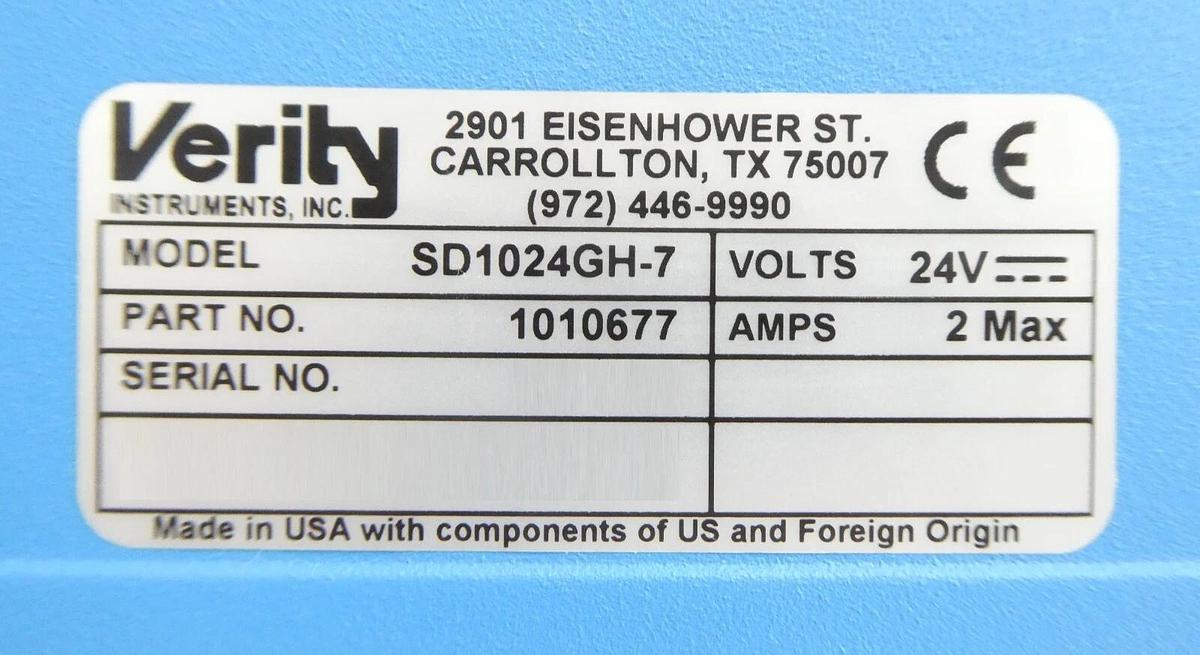 Used Verity Instruments 1010677 High Resolution Spectrometer SD1024GH-7 EyeD Working
