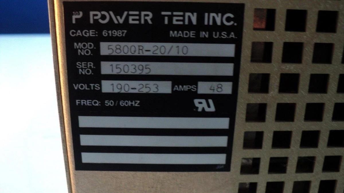 Used Power Ten 5800R-20/10 DC Dual Output Power Supply Working Surplus
