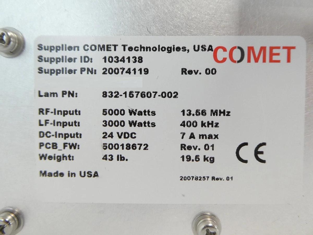 Used Comet Technologies 20074119 LF RF Match Lam Research 832-157607-002 Working