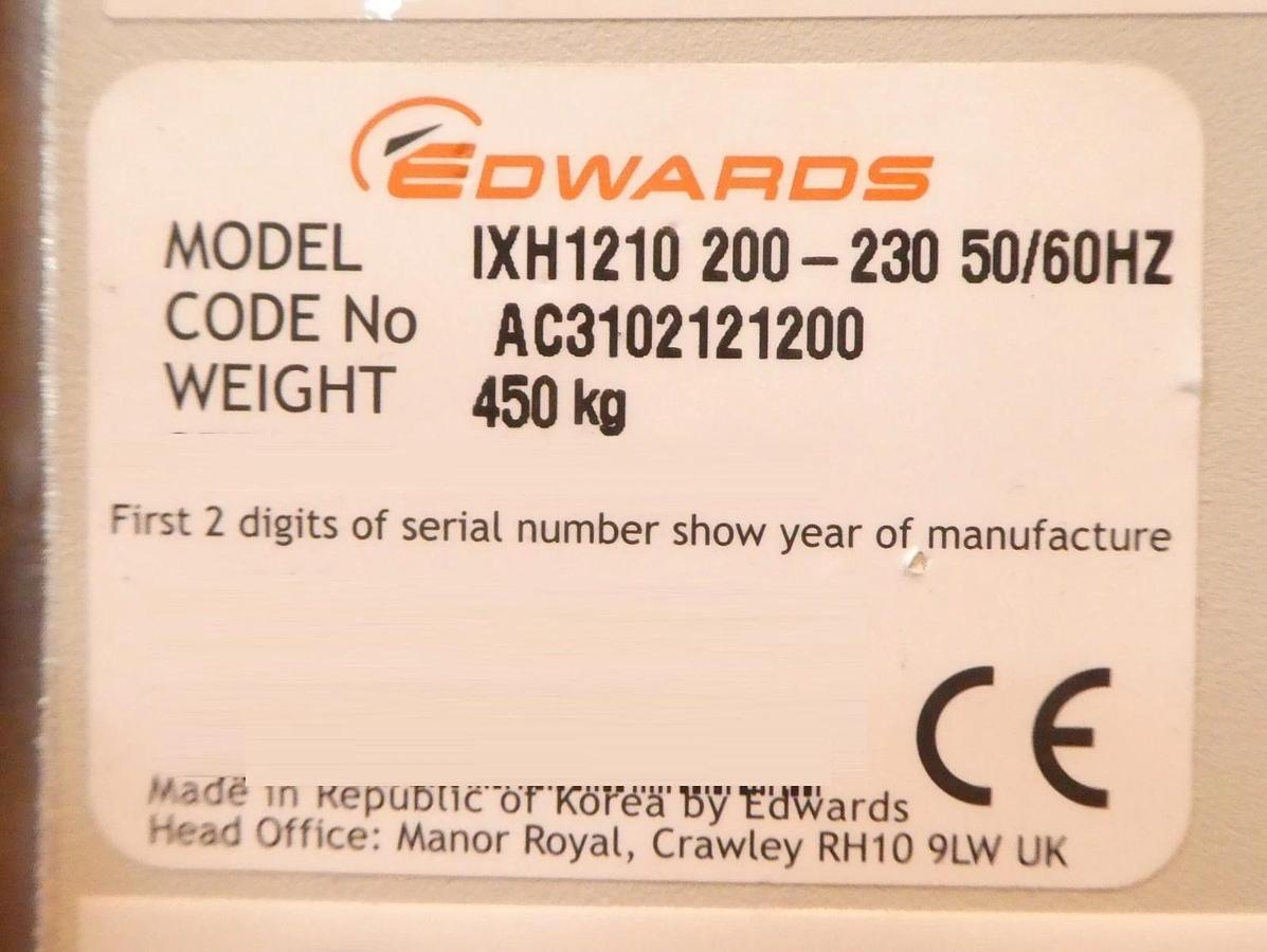 Used iXH 1210 Edwards AC3102121200 Vacuum Pump IXH1210 43167 Hours Tested Working