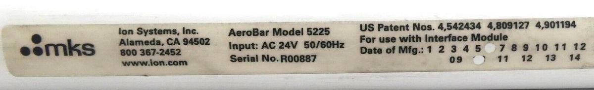 Used ION Systems 5200-IM6T-V3.0 Ionizer Bar Set MKS Instruments AeroBar 5225 Working