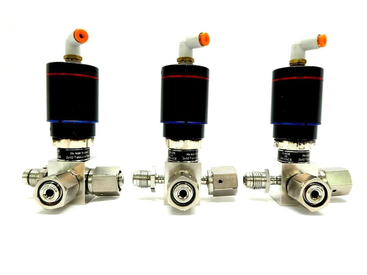 Used Qualiflow 2x10-9atm.cm3/Sec 3-Way Pneumatic Valve Lot of 3 Working Surplus