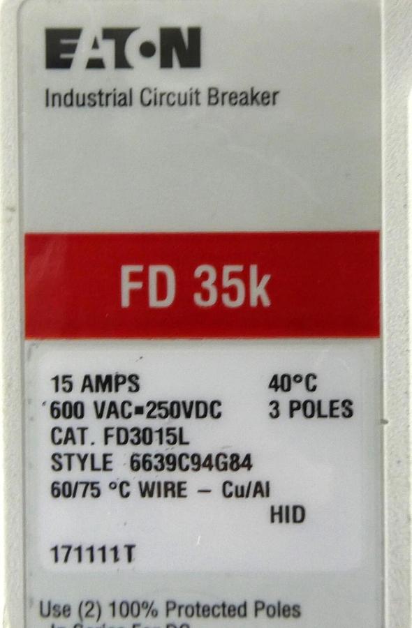 Used Eaton 6639C94G84 Circuit Breaker FD3015L Reseller Lot of 2 Working