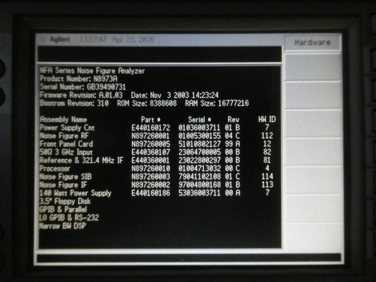 Used Agilent Technologies N8973A Noise Figure Analyzer NFA Series 10MHz-3GHz Surplus