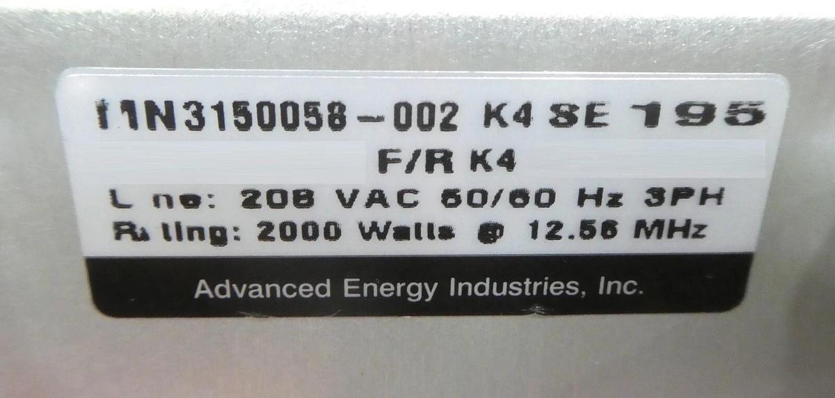 Used RF-20RWC AE Advanced Energy 3150058-002 RF Generator 2kW @ 12.56 Tested Working