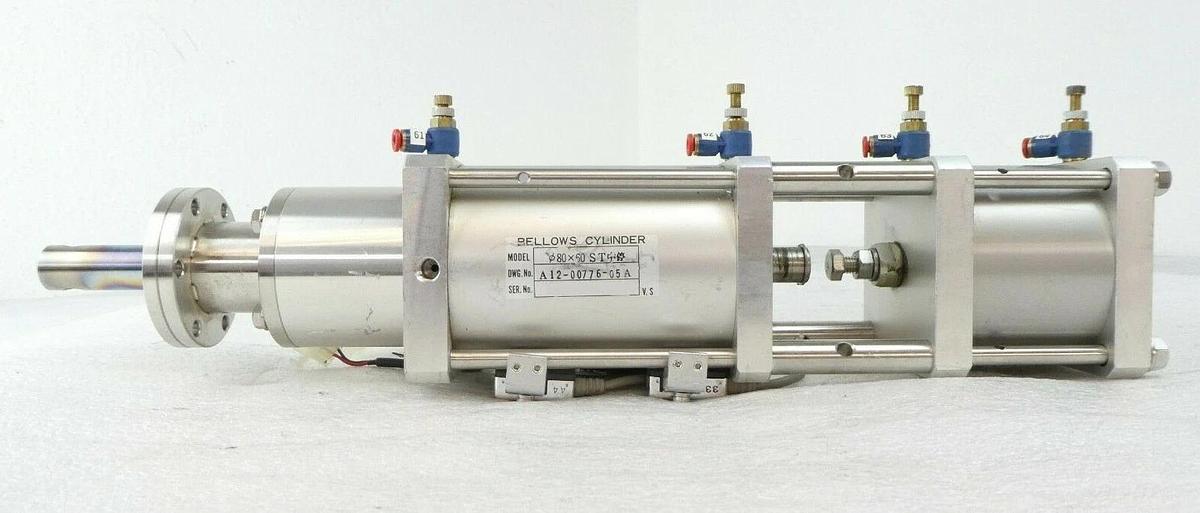 Used Canon Anelva A12-00776-05A Bellows Cylinder 80x60 ST Set of 4 for 1015i Working