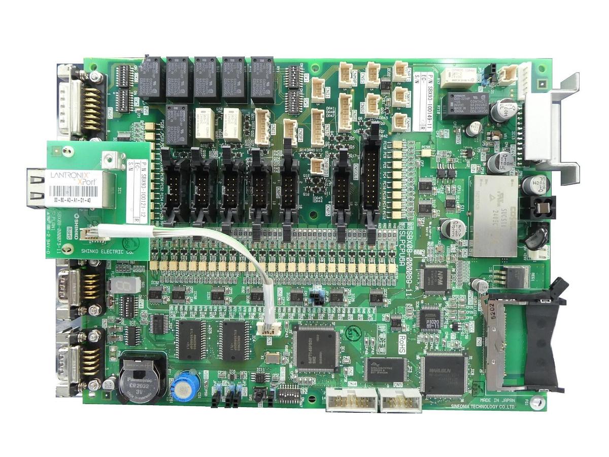 Used Sinfonia SBX08-000089-11 SLPCPU6A PCB SBX93-100149-11 Shinko Damaged Relay As-Is