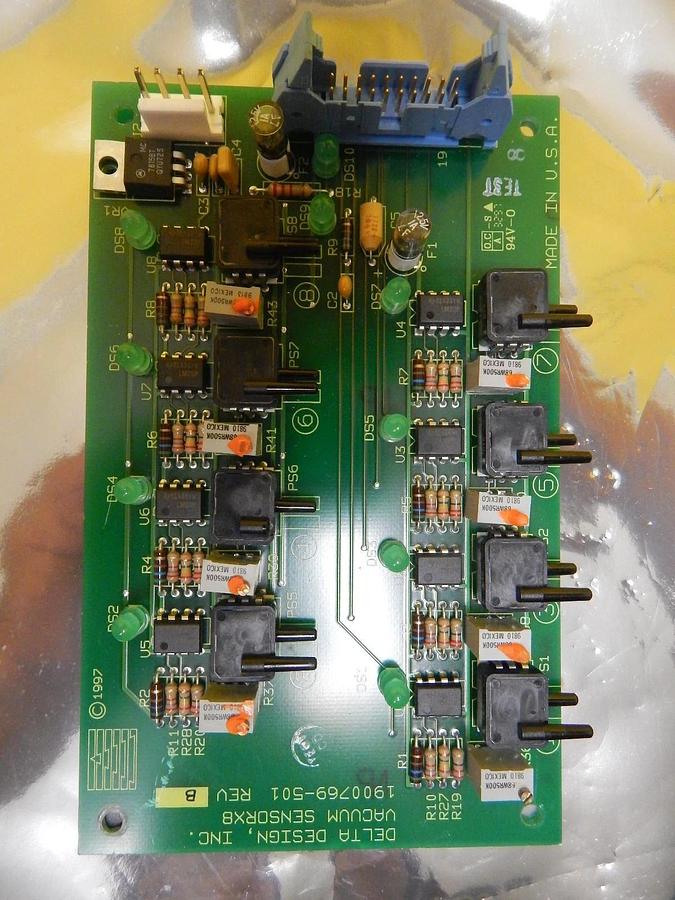 Used Delta Design 1900769-501 Vacuum Sensor X8 Board PCB Rev. B Used Working