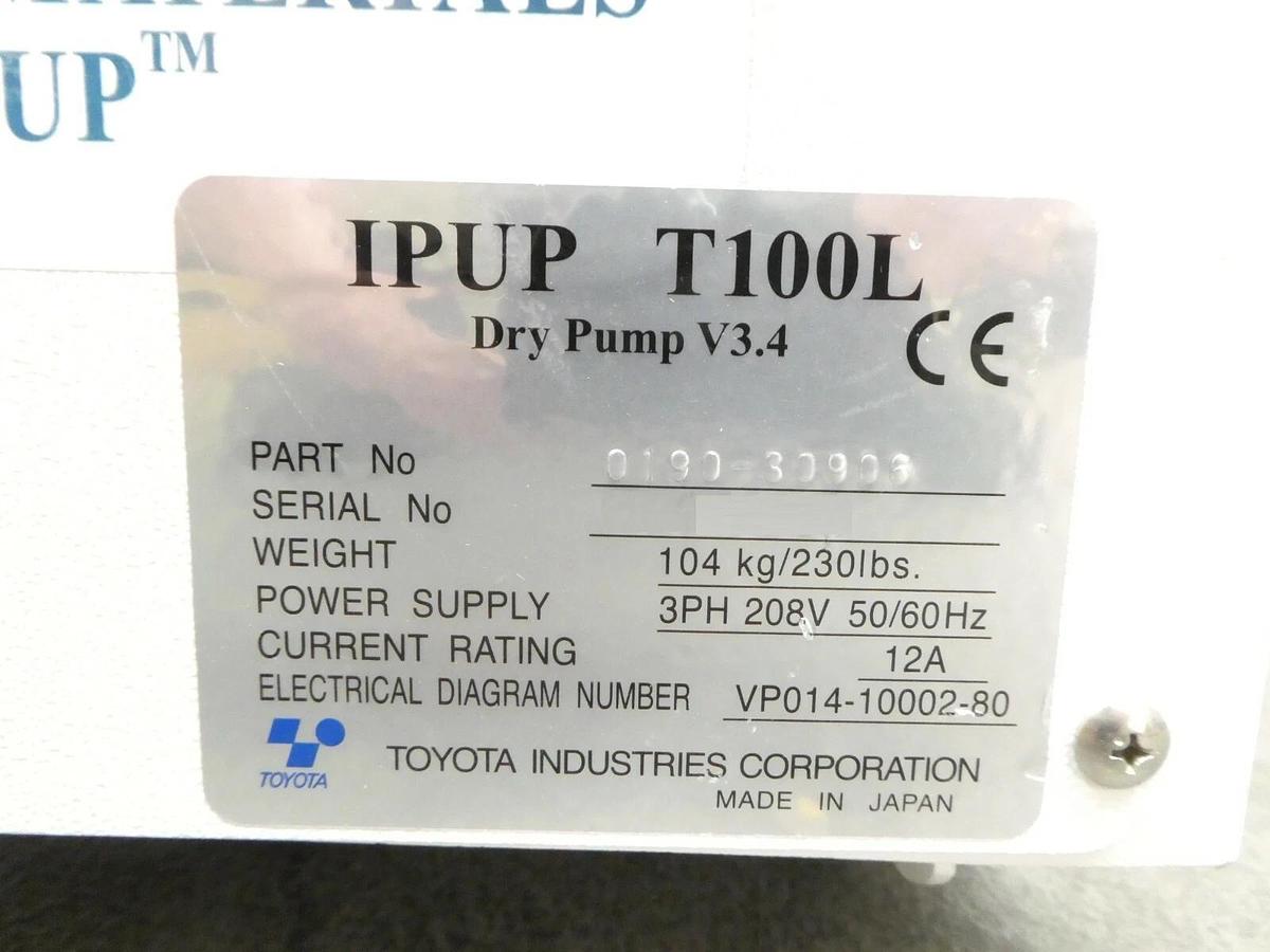 Used IPUP T100L Toyota 0190-30906 Dry Pump AMAT Applied Materials Tested For Rebuild