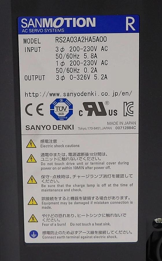Used Sanyo Denki RS2A03A2HA5A00 Servo Drive AMAT 0190-91489 Working Surplus