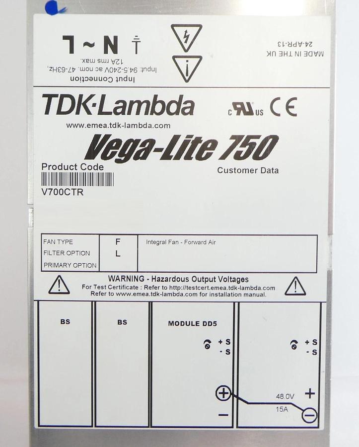 Used TDK-Lambda V700CTR Power Supply Vega-Lite 750 AB Sciex Working Surplus
