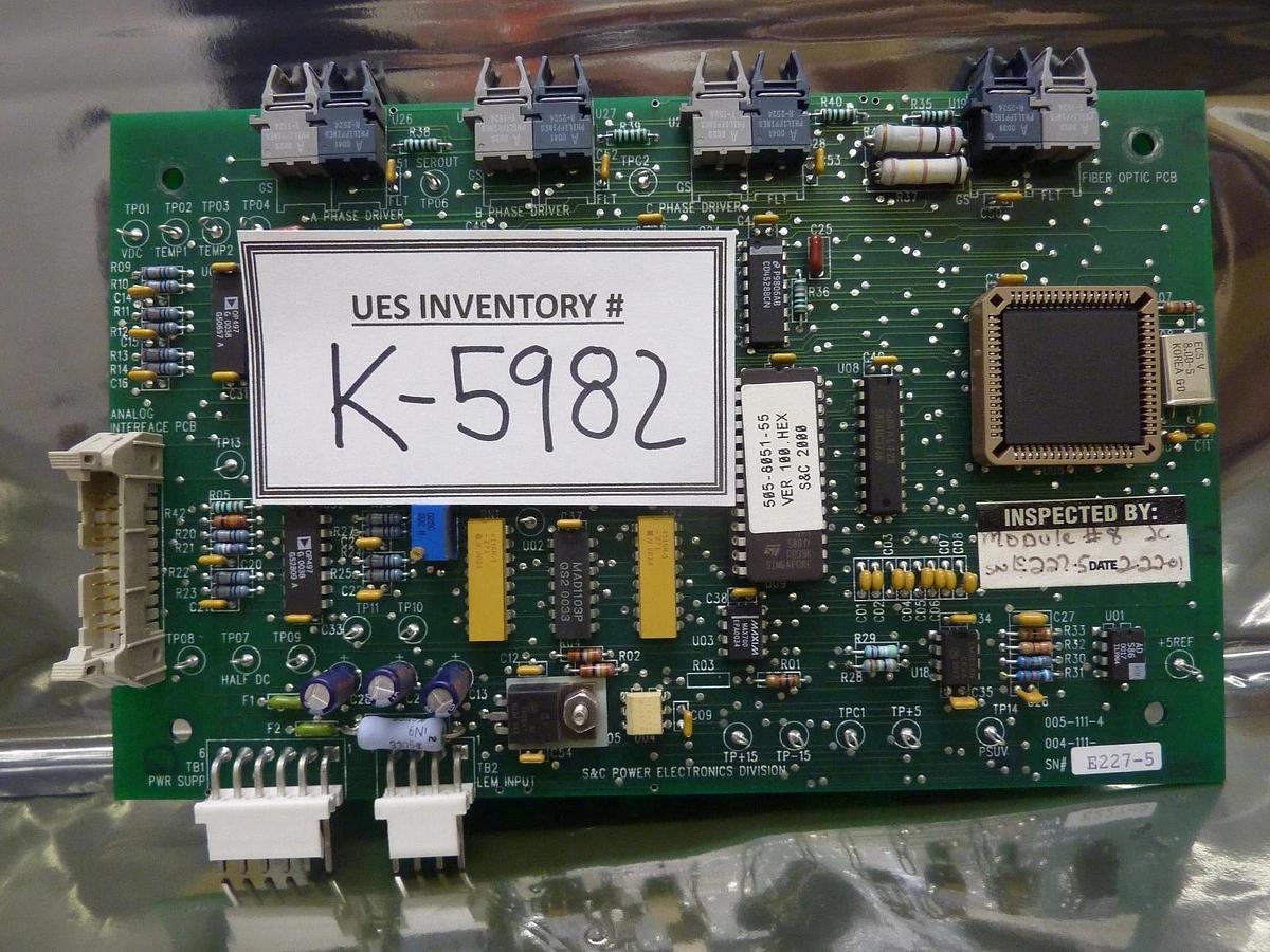 Used S&C Electric 005-111-4 Fiber Optic Board PCB 004-111 Module #8 Used Working