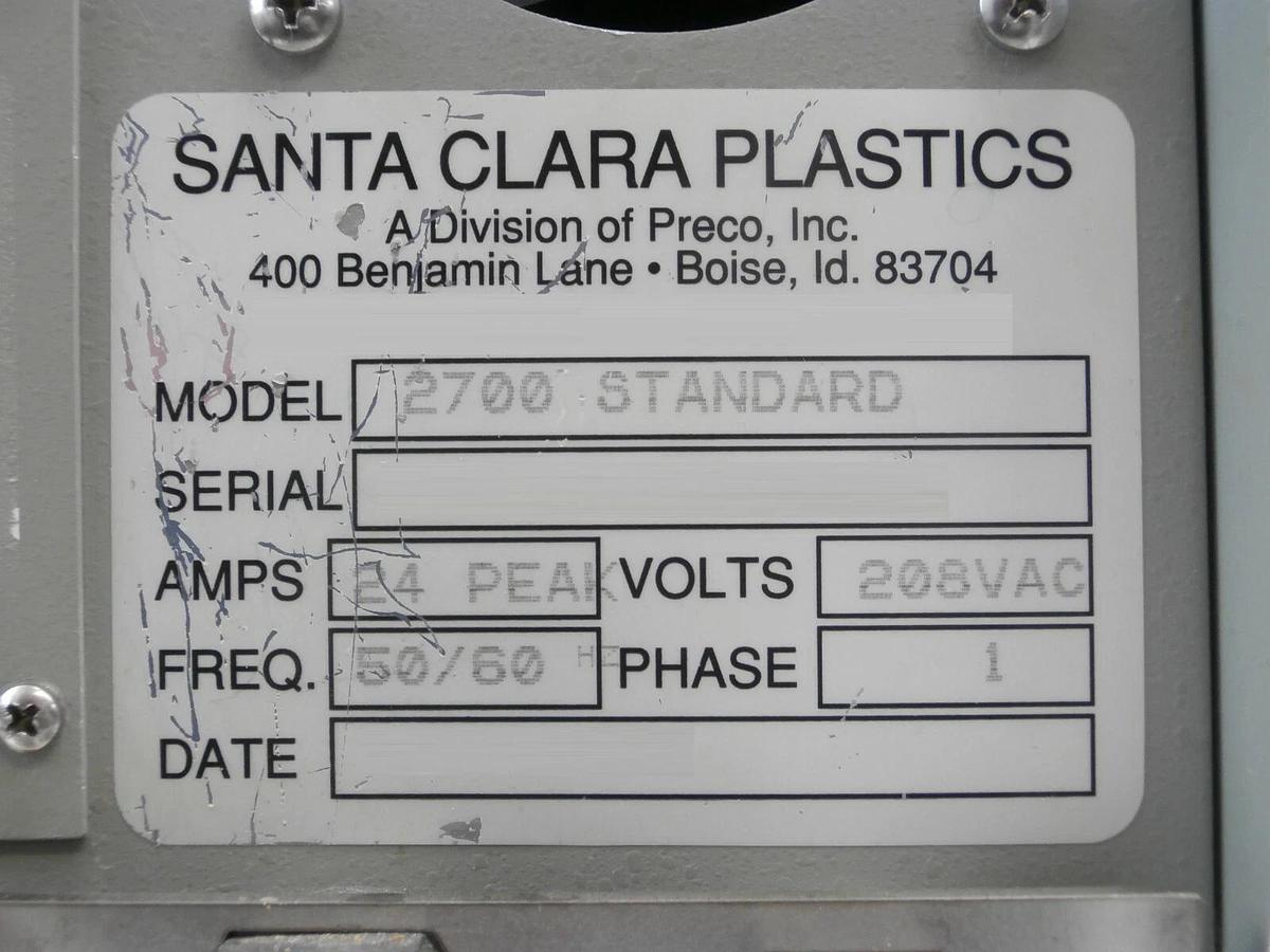 Used SCP Santa Clara Plastics 2700 Standard Recirculation Unit Not Working As-Is