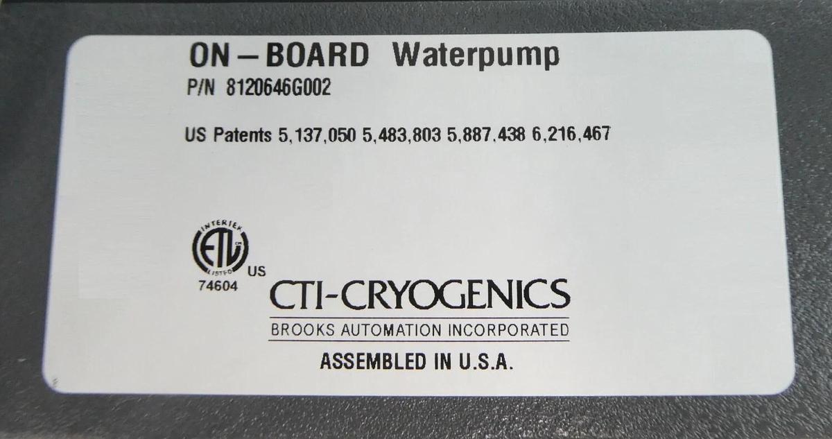 Used CTI-Cryogenics 8120646G002 On-Board Waterpump Working Surplus