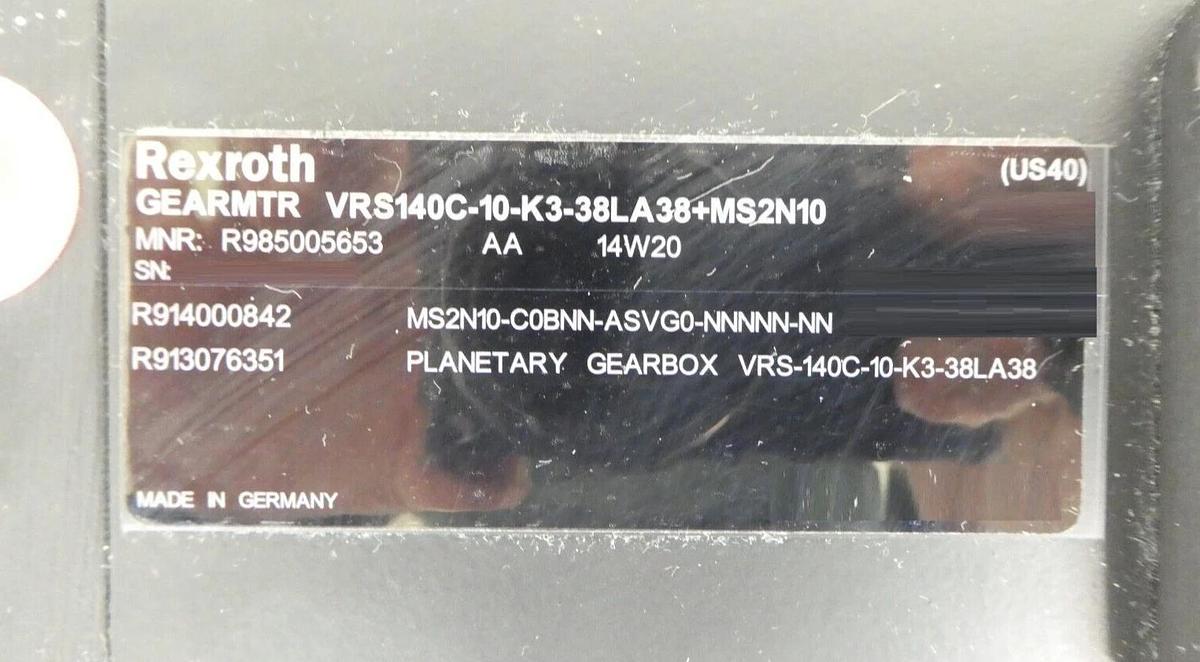 Used Rexroth R914000842 PM Motor MS2N10-C0BNN-ASVG0-NNNNN-NN with Gearbox Surplus