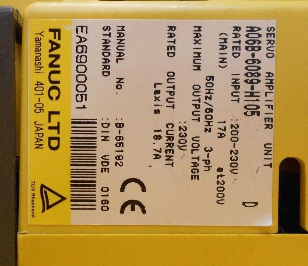 Used Fanuc A06B-6089-H105 AC Servo Unit Amplifier B-65192 Alpha Series Used Working