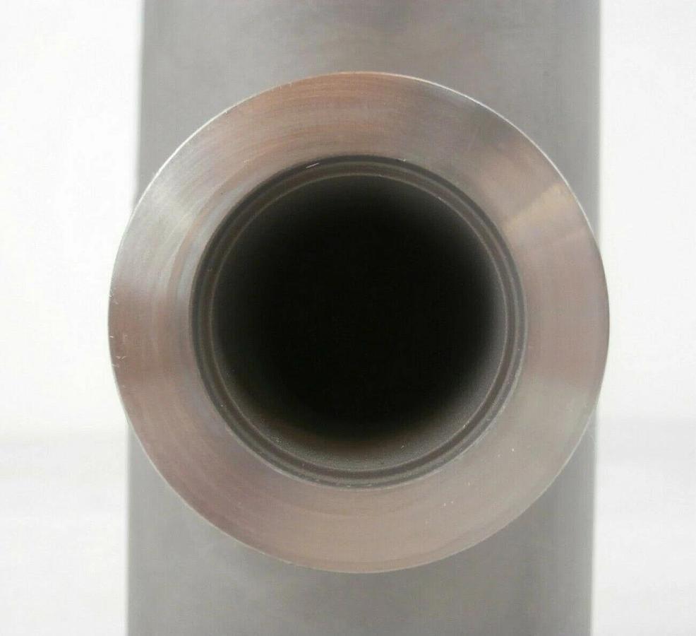 Used Edwards C5163 Straight Nipple Vacuum Adapter Tee ISO80 to ISO100 10.5" Working