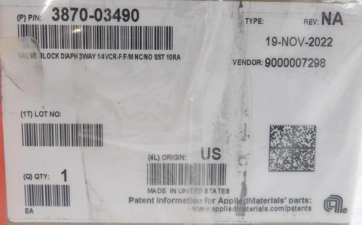 Parker Veriflo 45300319 3-Way Pneumatic Diaphragm Valve Lot of 2 New