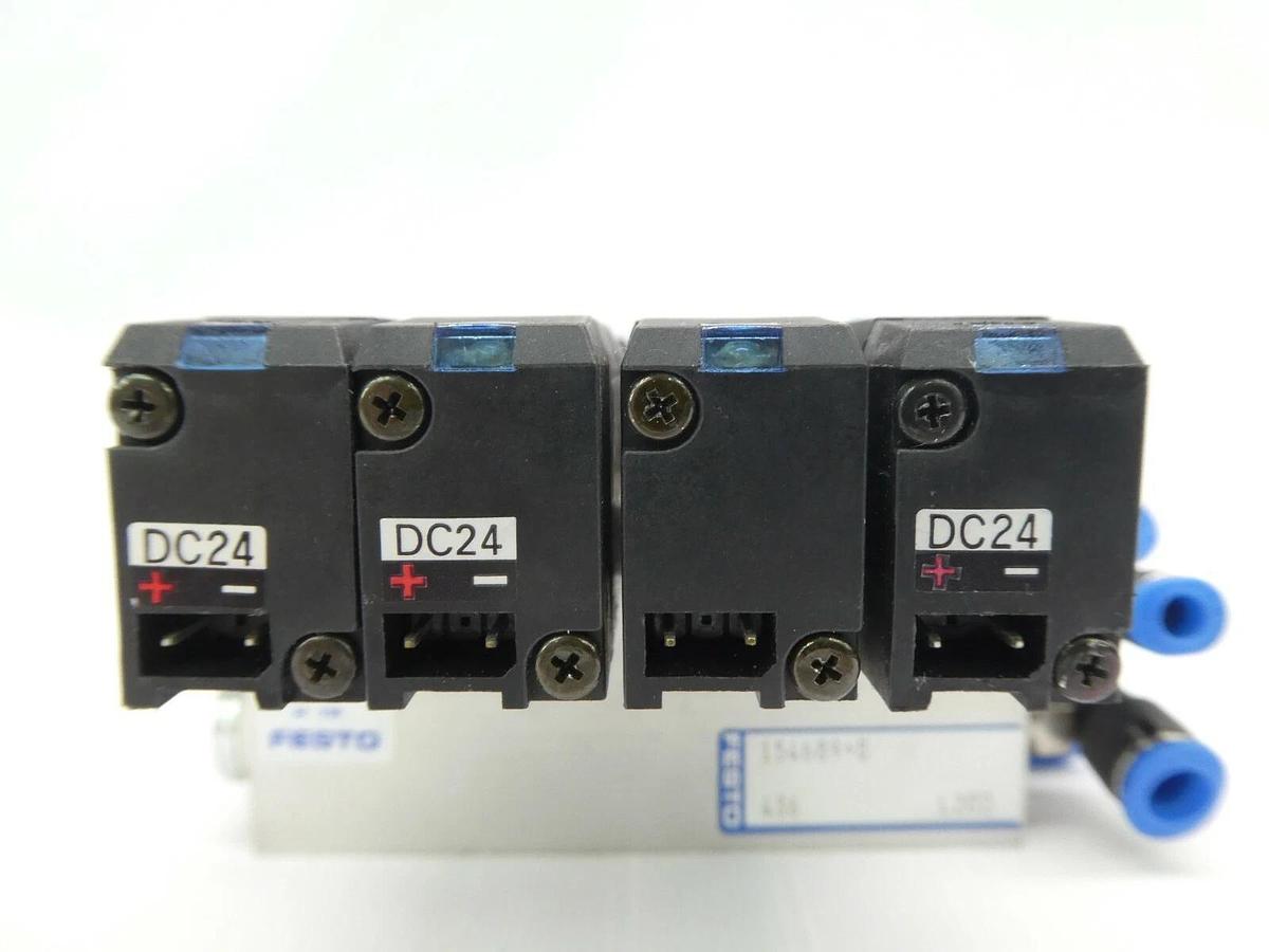 Used Festo 34336 7-Port Pneumatic Manifold PRMY-5-1/8-4 34305 MYH-5/3G-2,3-L-LED