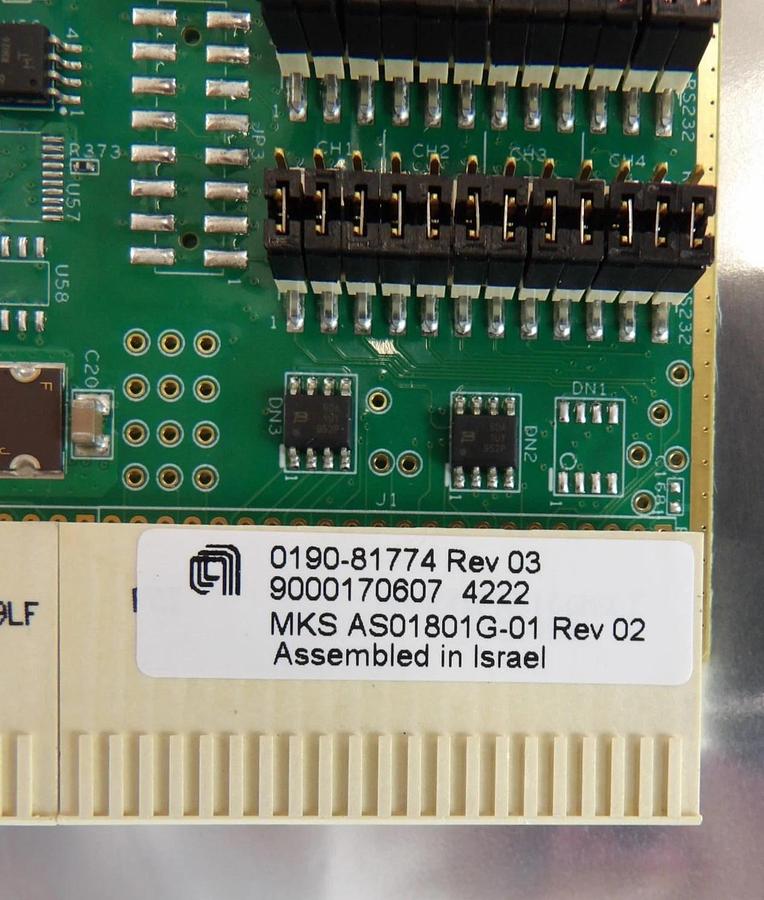 Used MKS Instruments AS01801G-01 Octal Serial PCB Card AMAT 0190-81774 Working
