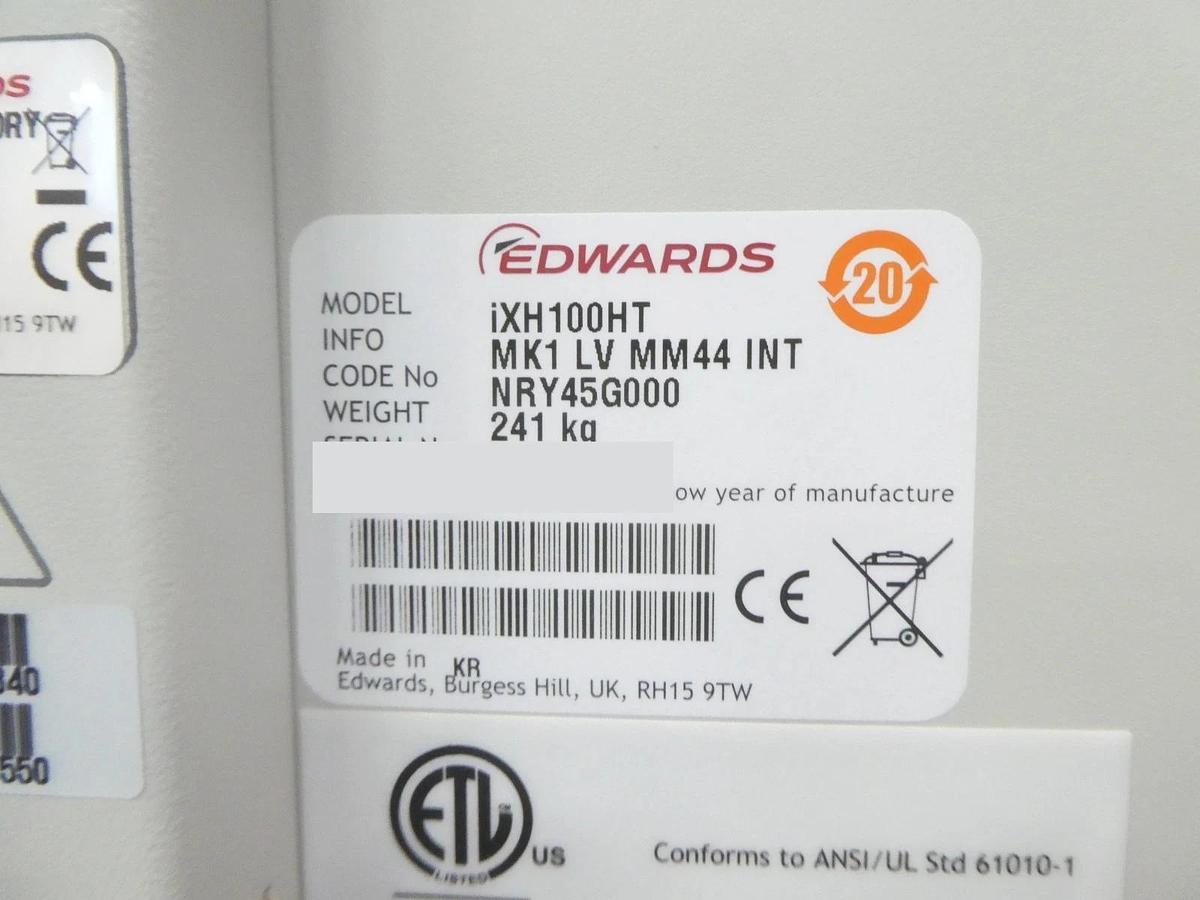 Refurbished iXH 100HT Edwards NRY45G000 Vacuum Pump IXH100 Manufacturer Refurbished